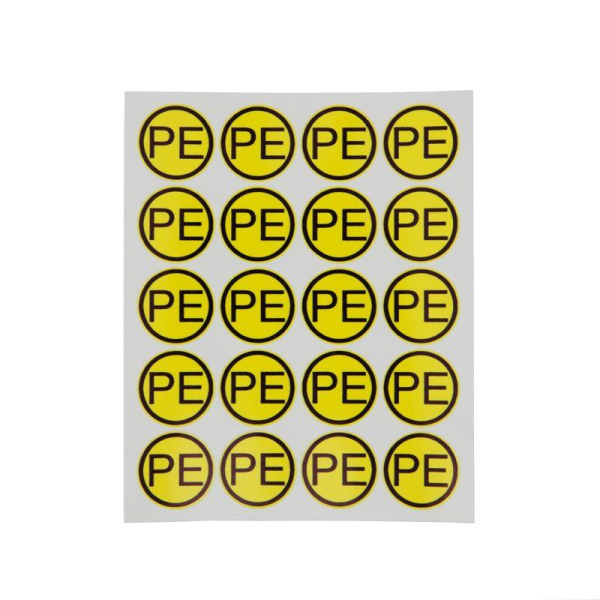 Наклейка знак электробезопасности «PE»,  диаметр 20мм (20 шт. на листе) REXANT