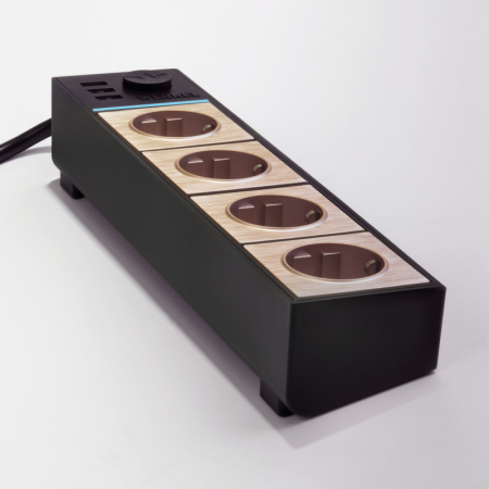 Розетка Werkel WL20-04-03 черный/шампань рифленый