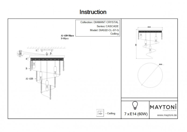 Накладная люстра Maytoni DIA522-CL-07-G