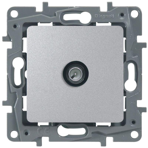 Розетка телевизионная TV СП Etika 2дБ 0-2400МГц с топологией "звезда" механизм алюм. IEK 672451