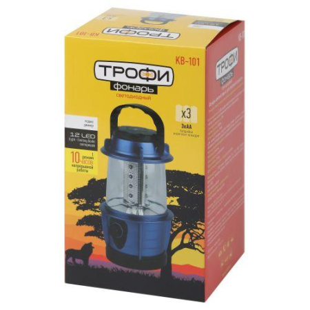 Фонарь кемпинговый KB-101 12LED элементы питания 3хAA (не в компл.) син. металлик Трофи Б0054482