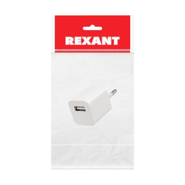 Устройство зарядное сетевое квадрат USB (СЗУ) (1000mA) бел. Rexant 18-1914