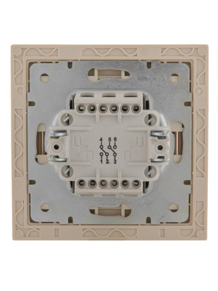 Переключатель проходной 2-кл. СП Rain IP20 в сборе с рамкой крем. LEZARD 703-0303-106