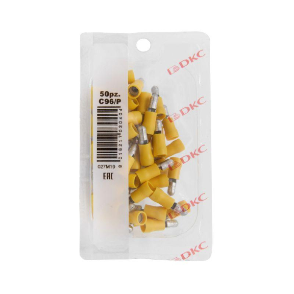 Наконечник цилинд. "вилка" 2.5-6кв.мм отв. d5 желт. (уп.50шт) DKC 2C96P