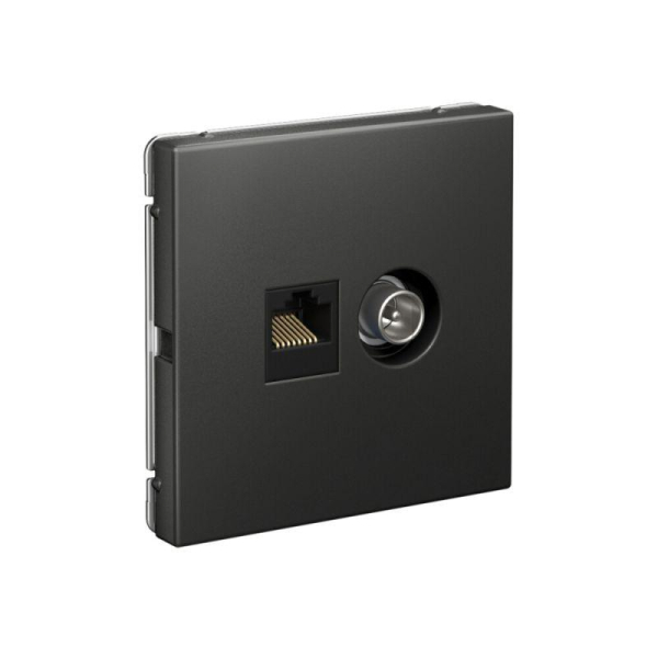 Розетка компьютерная + телевизионная 2-м ArtGallery RJ45 + TV кат.5E базальт SE GAL001489