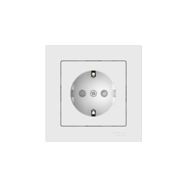 Розетка AtlasDesign 16А с заземл. защ. шторки быстрозажим. клем. в сборе бел. SE ATN000144S