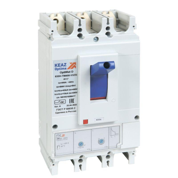 Выключатель автоматический OptiMat D630F-TM400 УХЛ3 КЭАЗ 291470