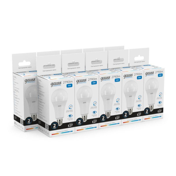 Лампа светодиодная Elementary 35Вт A80 грушевидная 6500К холод. бел. E27 2790лм GAUSS 70235