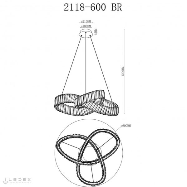 Подвесная люстра iLedex 2118-D600 BR