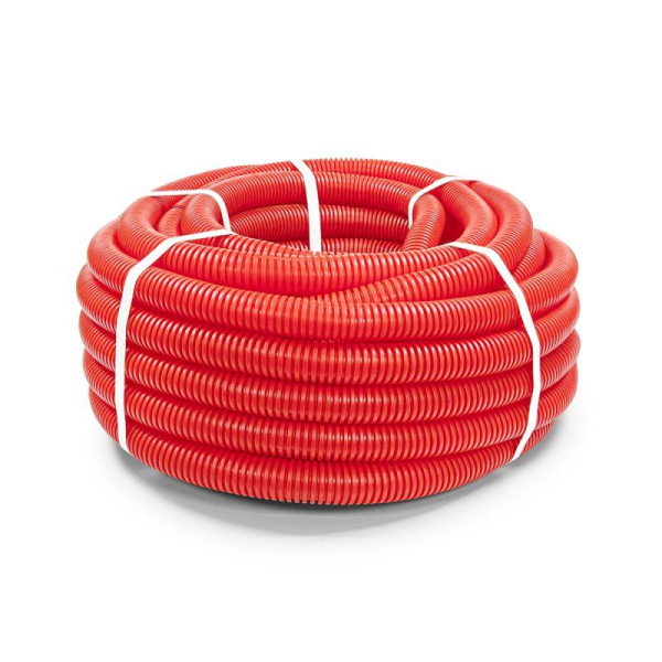 Труба гофрированная ПНД защитная d32/24.3мм для МПТ (пешель) красн. (уп.25м) Промрукав PR02.0090