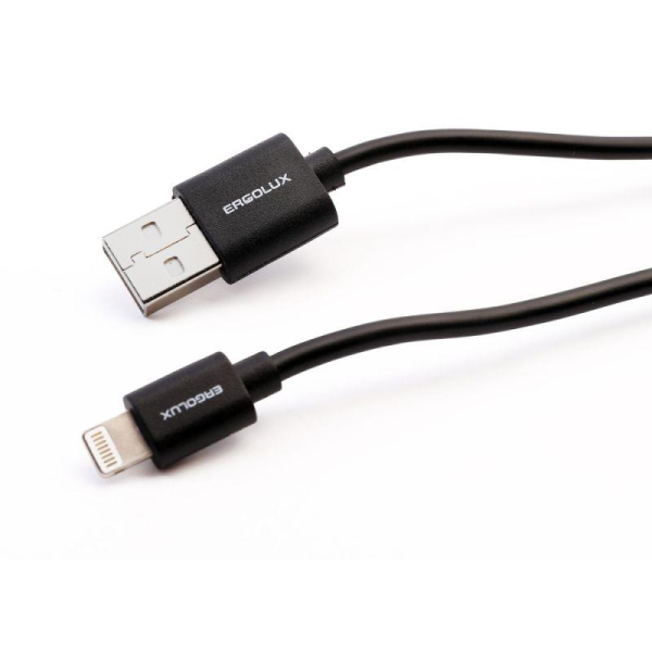 Кабель USB-Lightning 3А 1.2м зарядка + передача данных черн. (коробка) ERGOLUX 15096