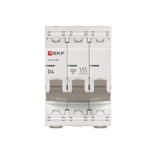 Выключатель автоматический 3п D 4А 4.5кА ВА 47-63N PROxima EKF M634304D