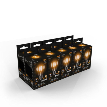 Лампа светодиодная филаментная Black Filament 10Вт A60 грушевидная 2700К тепл. бел. E27 930лм GAUSS 102802110