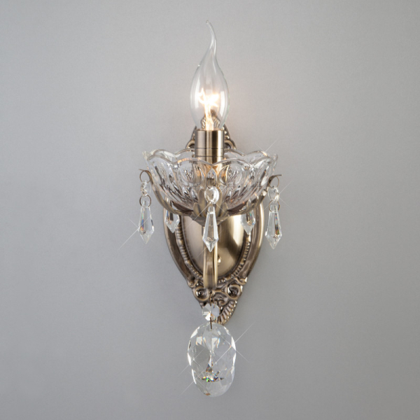 Бра Eurosvet 10103/1 античная бронза/прозрачный хрусталь Strotskis