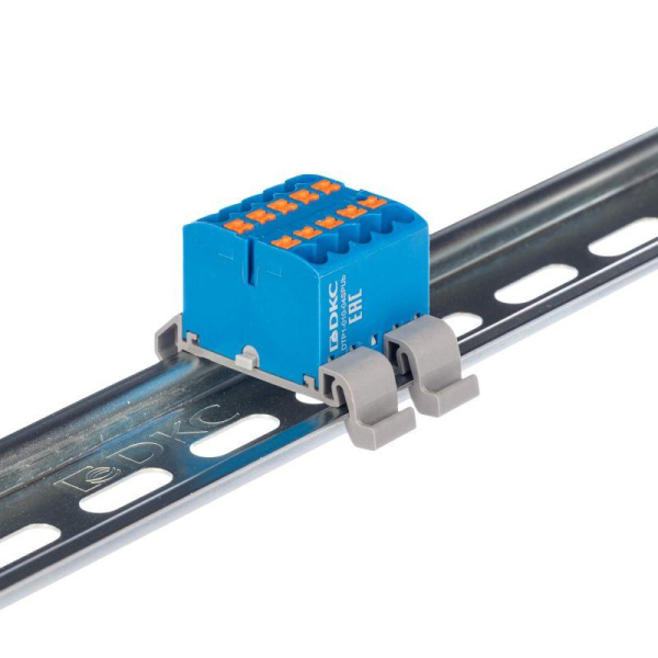 Блок распределительный зажим push-in 10 точек подключения 25кв.мм син. DKC DTP1-010-04SPUB