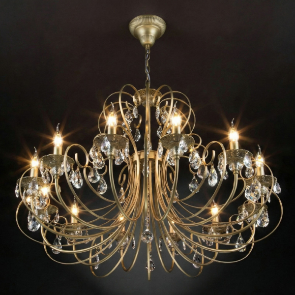 Подвесная люстра Eurosvet 3305/12 латунь/прозрачный хрусталь