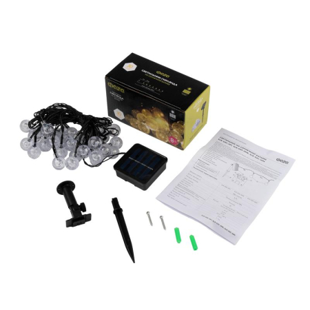 Светильник светодиодный садовый SLR-G05-30Y гирлянда шарики желт. на солнечн. батарее ФАZА 5033368