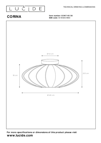 Накладной светильник LUCIDE 03147/40/30