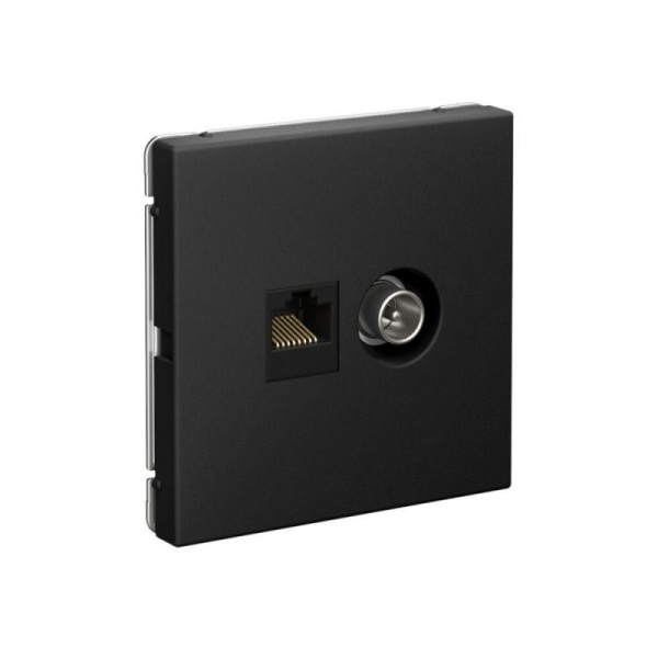 Розетка компьютерная + телевизионная 2-м ArtGallery RJ45 + TV кат.5E карбон SE GAL001089