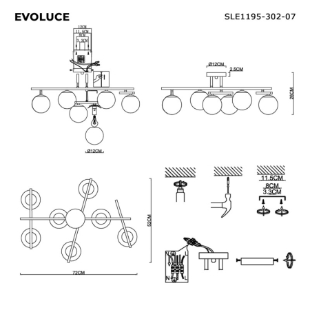Люстра на штанге Evoluce SLE1195-302-07