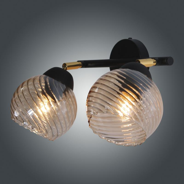 Светильник "Кристаль" 521 (плафон 8633) НББ 01-2х60-113 Е27 (ИМ) настенный черн. муар Элетех 1005405262