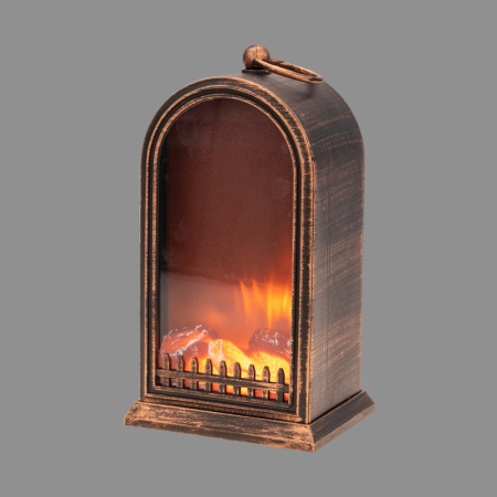 Светодиодный камин Фьюжн с эффектом живого огня 14,7x11,7x25 см, батарейки 2хС (не в комплекте) USB, бронзовый