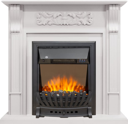 Royal Flame Каминокомплект Venice - Фактурный белый с очагом Aspen Black