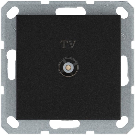 Розетка телевизионная проходная TV Ф9.5мм механизм антрацит Jasmart G6002B