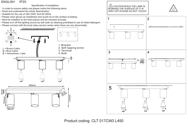 Crystal Lux Светильник потолочный Crystal Lux CLT 017CW3 L450 BL