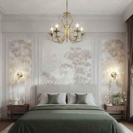 Подвесная люстра Eurosvet 3305/5 латунь/прозрачный хрусталь