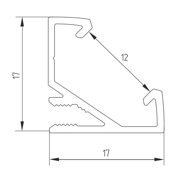Профиль для светодиодной ленты Geniled угловой узкий 17x17x2000 М16