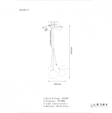 Подвесная люстра iLedex 19152P/3-6W-3000K CP