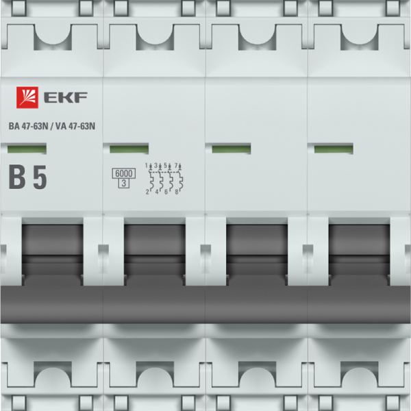 Выключатель автоматический модульный 4п B 5А 6кА ВА 47-63N PROxima EKF M636405B