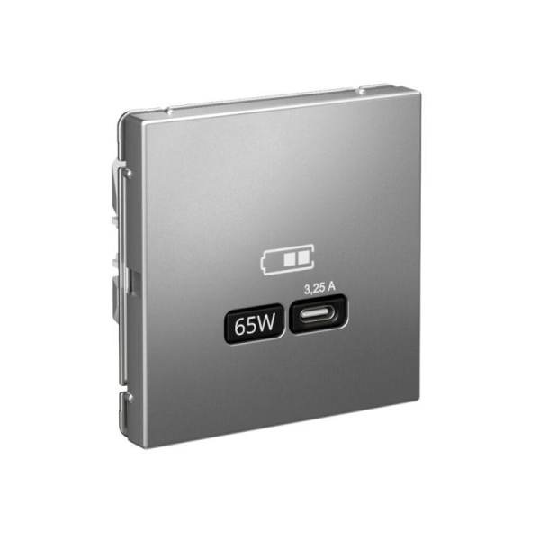 Розетка USB ArtGallery тип C 65Вт QC PD высокоскор. ЗУ механизм сталь SE GAL000927