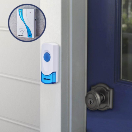 Беспроводной дверной звонок RX-2 32 мелодии 100м кнопка IP44 (белый/синий) REXANT