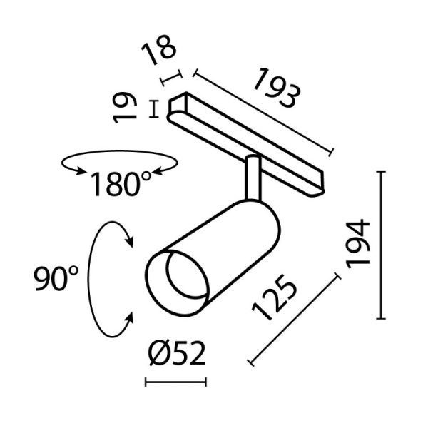 Светильник на шине Maytoni Technical TR032-4-12W3K-M-DS-BBS