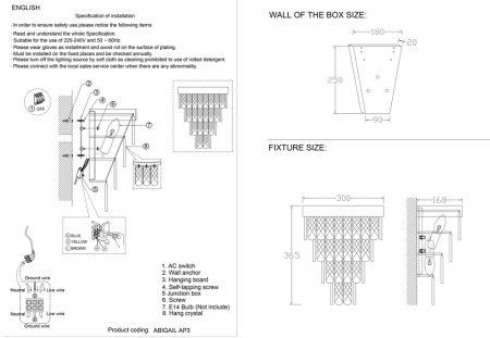 Crystal Lux Бра Crystal Lux ABIGAIL AP3 GOLD/TRANSPARENT