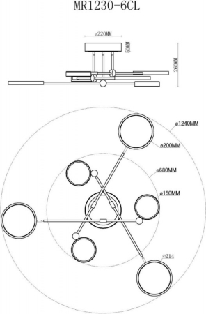 Люстра на штанге MyFar MR1230-6CL