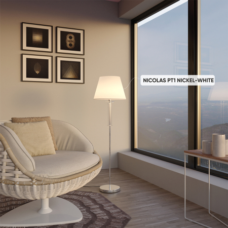 Crystal Lux Торшер Crystal Lux NICOLAS PT1 NICKEL/WHITE