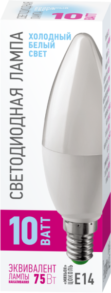 Лампа светодиодная 82 915 OLL-C37-10-230-4K-E14-PROMO 10Вт свеча 4000К E14 220-240В ОНЛАЙТ 82915
