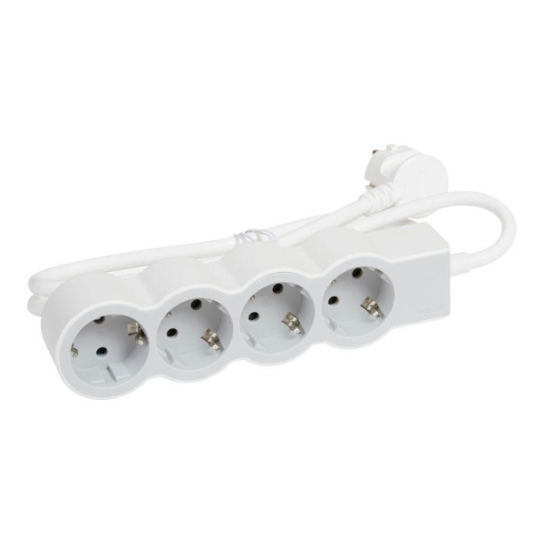 Удлинитель 4х1.5м 16А IP20 Стандарт 4х2P+E бел./сер. Leg 694552