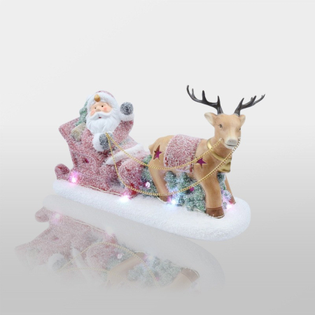 Керамическая фигурка Дед Мороз в санях 30,5х12,2х17,2 см