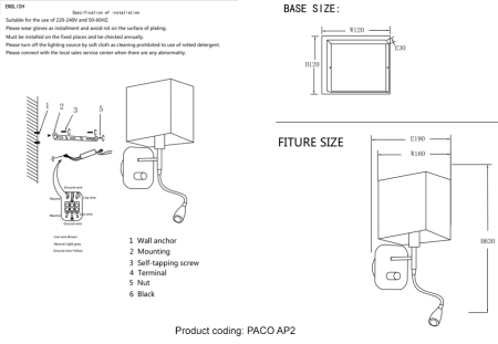 Crystal Lux Бра Crystal Lux PACO AP2 CHROME/BLACK