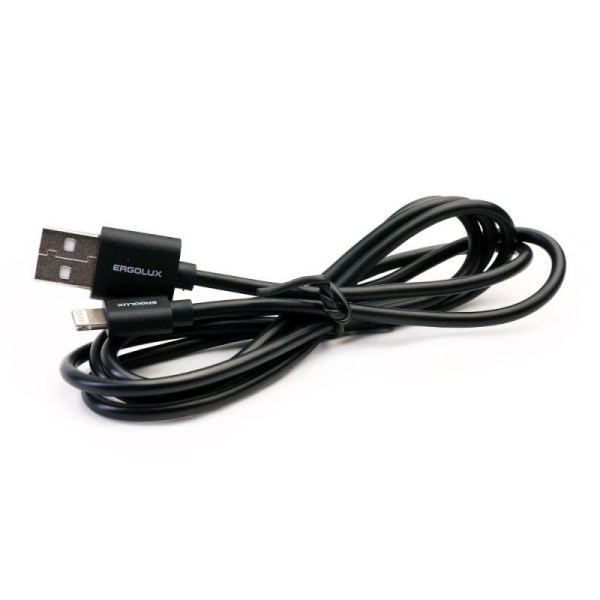 Кабель USB-Lightning 3А 1.2м зарядка + передача данных черн. (коробка) ERGOLUX 15096