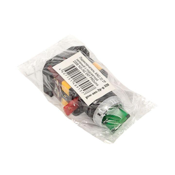Переключатель ANC-22 2P зел. с подсветкой 220В NO+NC EKF psw-ans-2p-g-220