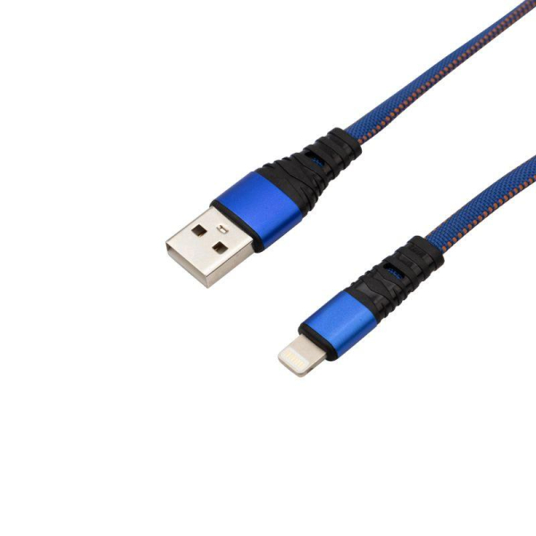 Кабель USB-Lightning 2.4А 1м син. нейлоновая оплетка Rexant 18-7053