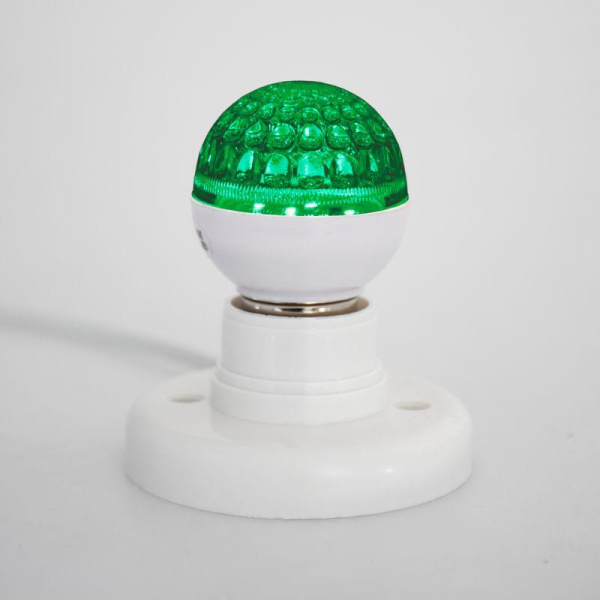 Лампа светодиодная, диаметр 50мм, E27, 9 LED, 1Вт, ЗЕЛЕНЫЙ, прозрачная колба, 230В NEON-NIGHT