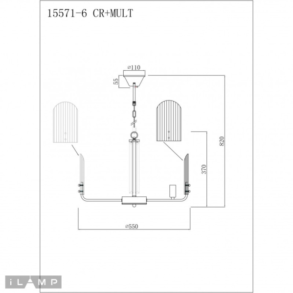 Подвесная люстра iLamp 15571-6 CR+MULT