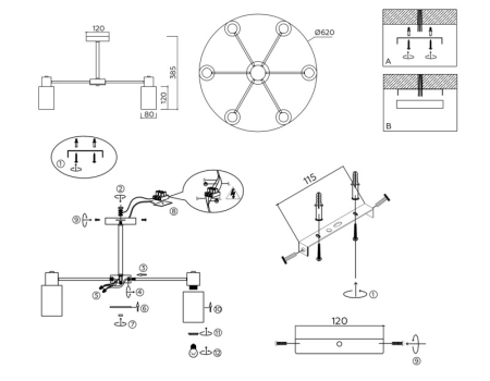 Люстра на штанге Ambrella Light TR9572