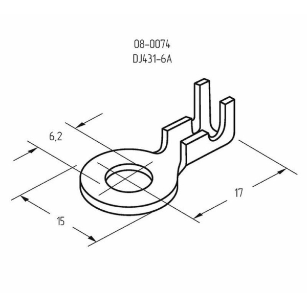 Наконечник кольцевой (НК d6.2мм) 0.5-0.8кв.мм (DJ431-6A) REXANT 08-0074